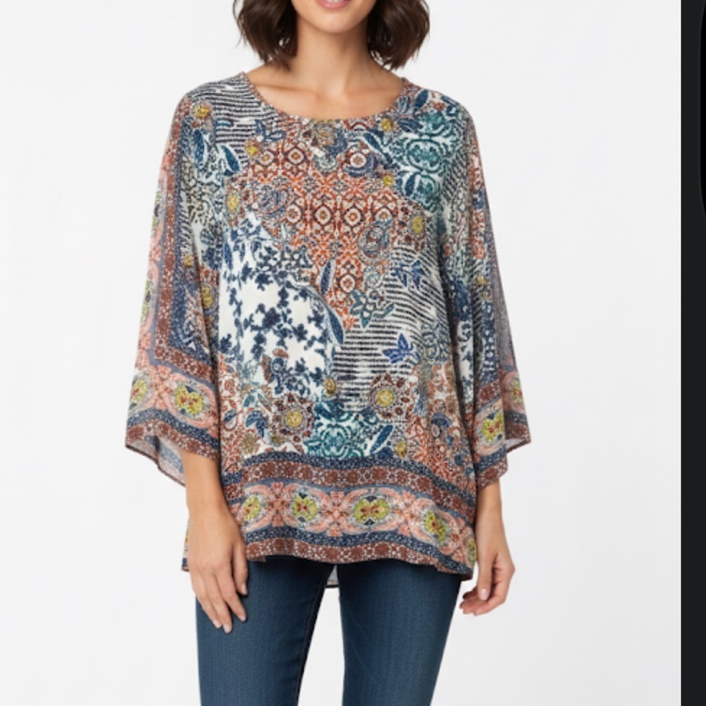 Chico's Multicolor Patterned Blouse size 2 us size medium